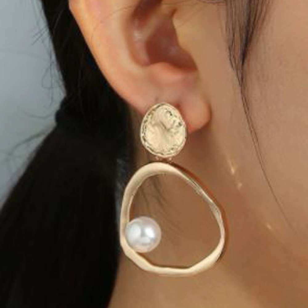 Gold and Pearl Earrings - Picture 2 of 4